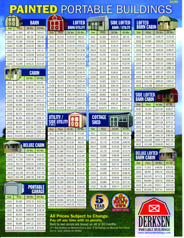 Derksen Buildings Pricing Portable Building pricing Texas